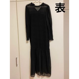 ザラ(ZARA)の【新品・未使用】ZARA 黒ドットワンピース(ロングワンピース/マキシワンピース)