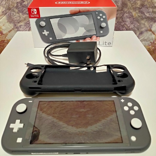 Nintendo Switch Liteグレー 画面フイルム＋シリコンカバー付