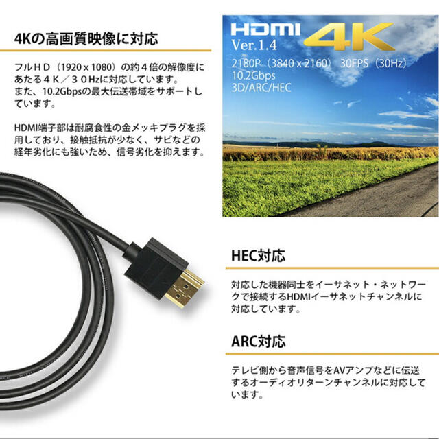 ウルトラスリム 超極細 hdmi ケーブル 7m 4K/3D対応