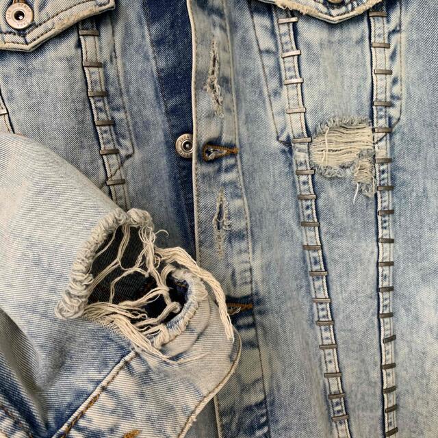 ZARA - ZARA MAN ザラ ダメージ加工 デニムジャケット Gジャンの ZARA - ZARA MAN ザラ ダメージ加工 デニムジャケット Gジャンの