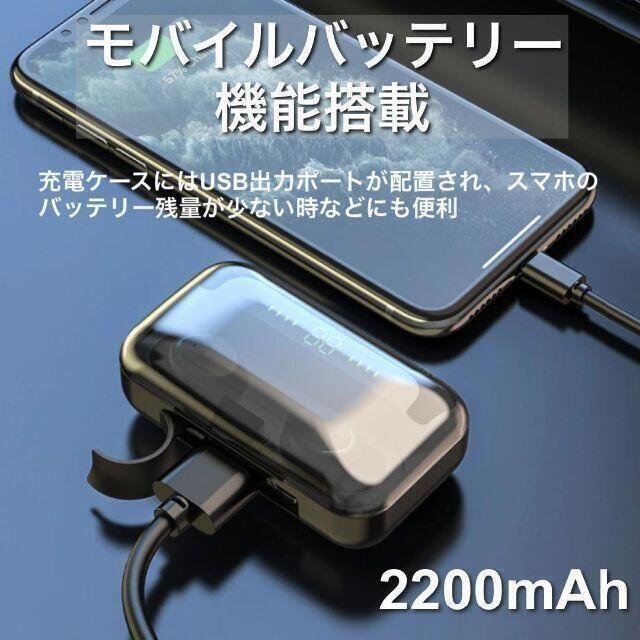 新品　ワイヤレスイヤホン　Bluetooth　日本語説明書付き　ブラック スマホ/家電/カメラのオーディオ機器(ヘッドフォン/イヤフォン)の商品写真