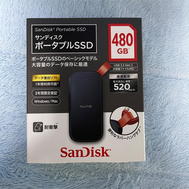 SanDisk(サンディスク)のSanDisk ポータブルSSD 480GB 新品未使用 スマホ/家電/カメラのPC/タブレット(PC周辺機器)の商品写真