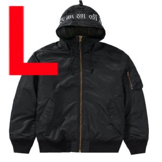 シュプリーム(Supreme)のsupreme hooded MA-1 Lサイズ　黒(ミリタリージャケット)