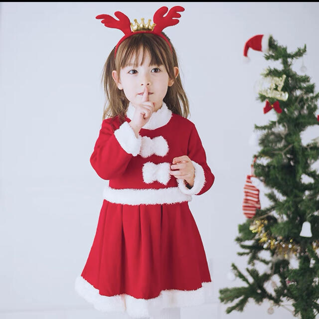 新品　女の子100cmキッズサンタ クリスマス コスプレ コスチューム　送料無料 キッズ/ベビー/マタニティのキッズ服女の子用(90cm~)(ワンピース)の商品写真