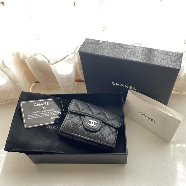 時間指定不可】 CHANEL - CHANEL 財布 三つ折り財布 ブラック 財布