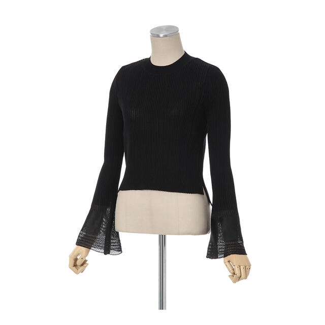 Mame Ribbed Knit Top With Laced Cuff