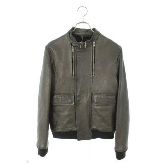 ディオールオム(DIOR HOMME)のディオール・オム フロントジップシルバーコーティングレザージャケット 46(レザージャケット)