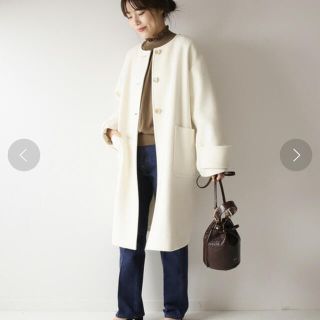 スピックアンドスパン ロングコート(レディース)(ホワイト/白色系)の