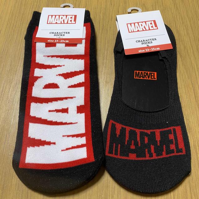 しまむら(シマムラ)の【新品・未使用】MARVEL 靴下　23-25cm 2組セット レディースのレッグウェア(ソックス)の商品写真