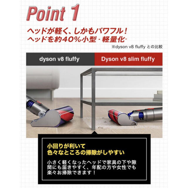 Dyson V8 Slim Fluffy サイクロン式コードレススティッククリ