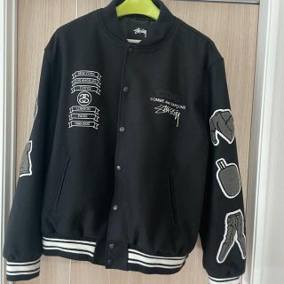 コムデギャルソン(COMME des GARCONS)のCDG X Stussy Varsity Jacket 黒XL 美USED(スタジャン)