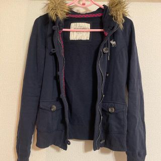 アバクロンビーアンドフィッチ(Abercrombie&Fitch)のアバクロンビー&フィッチ アバクロ パーカー チェック ネイビー 紺 ファー付(パーカー)