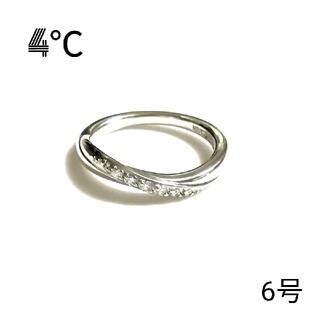 ヨンドシー(4℃)の4°C シルバー7Pダイヤモンドピンキーリング 6号(美品)(リング(指輪))