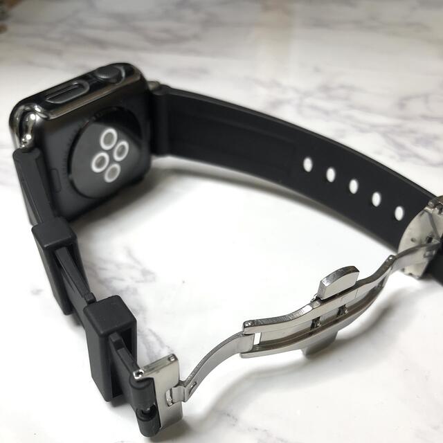 Sブラック2nd☆アップルウォッチバンド ラバーベルト Apple Watchの通販 by Q30 ラクマ店's shop｜ラクマ