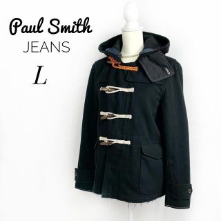 ポールスミス(Paul Smith)のショートダッフルコート　L　アンゴラ混　裏地鳥刺繍　ブラック　黒　カットオフ(ダッフルコート)