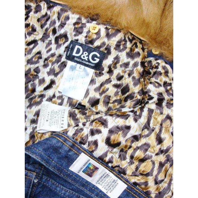 D&G(ディーアンドジー)のD&G襟ラビットファー裏地豹柄レオパードキルティングデニムGジージャンジャケット メンズのジャケット/アウター(Gジャン/デニムジャケット)の商品写真