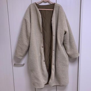 シマムラ(しまむら)の●sale● しまむら ベージュ ボア×キルティングリバーシブル コート L(ノーカラージャケット)