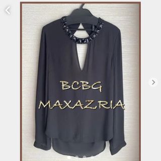 ビーシービージーマックスアズリア(BCBGMAXAZRIA)の　BCBG   MAXAZRIA      トップス　　黒(シャツ/ブラウス(長袖/七分))