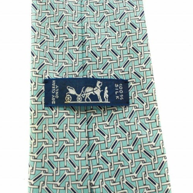 Hermes(エルメス)のエルメス ネクタイ レギュラータイ 総柄 絹 シルク 水色 ライトブルー 黒 メンズのファッション小物(ネクタイ)の商品写真