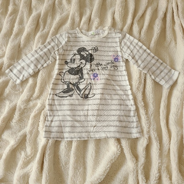 Disney(ディズニー)の美品 ボーダーミニー長袖シャツ 80 キッズ/ベビー/マタニティのベビー服(~85cm)(シャツ/カットソー)の商品写真