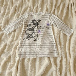 ディズニー(Disney)の美品 ボーダーミニー長袖シャツ 80(シャツ/カットソー)