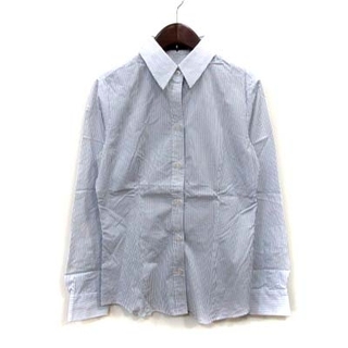 イネド(INED)のイネド シャツ ブラウス ストライプ 長袖 11 紺 ネイビー 白 ホワイト(シャツ/ブラウス(長袖/七分))