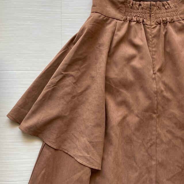 25:【未使用】バックスキン調フレアスカート　アシンメトリー　ブランドサンプル レディースのスカート(ロングスカート)の商品写真