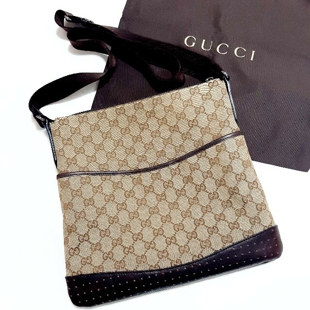 美品 GUCCI グッチ GG キャンバス ショルダーバッグ メッセンジャー