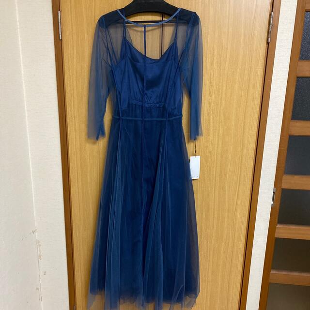 未使用品 FRAY I.D 美品♡ベルベットシームチュールドレス Blue