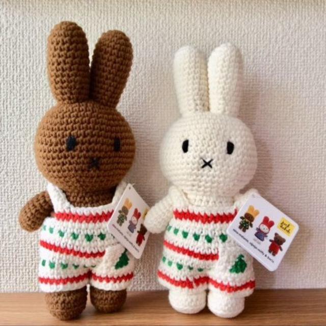 miffy(ミッフィー)のジャストダッチ【クリスマスオーバーオール】着せ替え洋服のみ/ミッフィーオランダ ハンドメイドのぬいぐるみ/人形(あみぐるみ)の商品写真