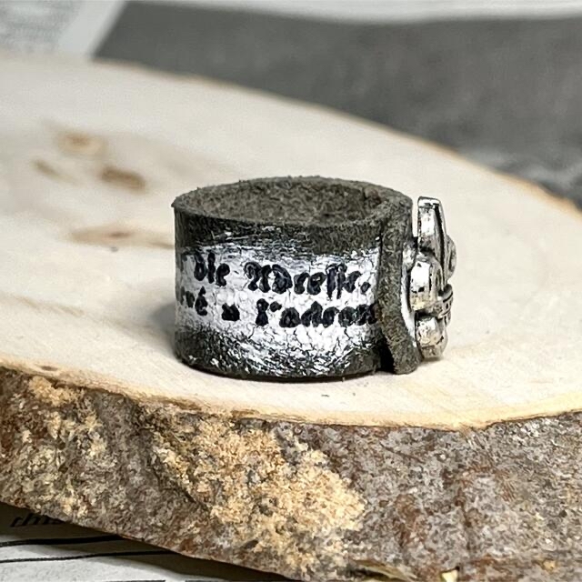*展示品!ハンドメイド♪ ヴィンテージレザーのトラッシュ加工リング 14.5号* 3