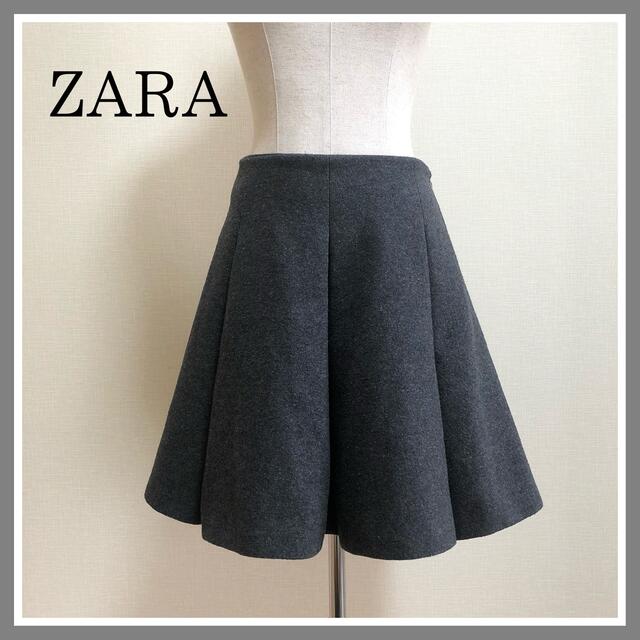 ZARA(ザラ)のZARA ザラ　タックフレアスカート　ミニ丈　グレー　秋冬　 レディースのスカート(ミニスカート)の商品写真