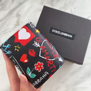 ラスト１【新品】Dolce&Gabbana グラフィティ 三つ折り財布 ブラック