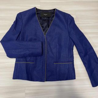 ポールスミス ノーカラー ジャケット 40 紺 Paul Smith 日本製 レディース  【220924】