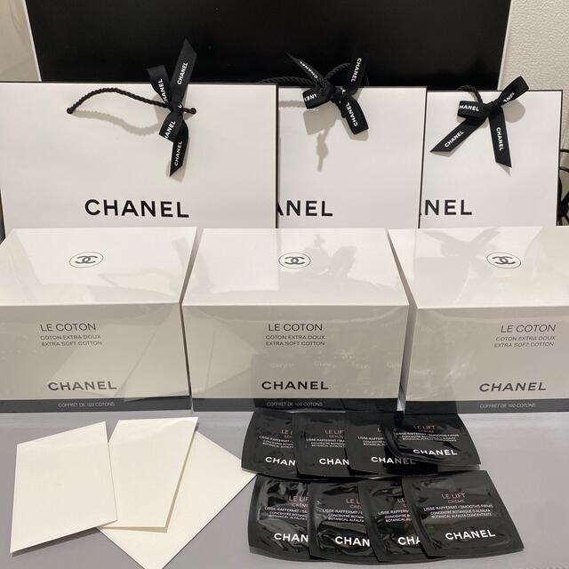 CHANEL コットン　3個　サンプル8個　メッセージカード3枚