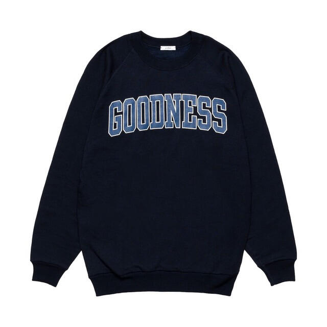 goodness グッドネス/カレッジロゴ クルーネック スウェット