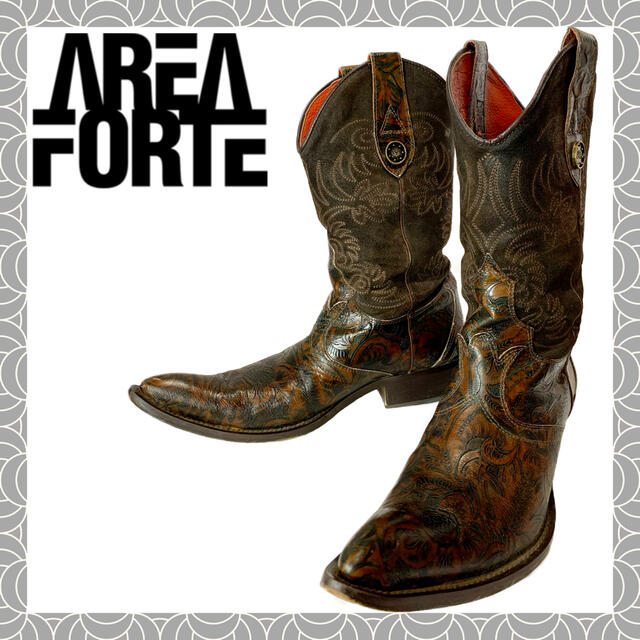 【レアもの】AREA FORTE ウェスタンブーツ ブラウン メンズの靴/シューズ(ブーツ)の商品写真