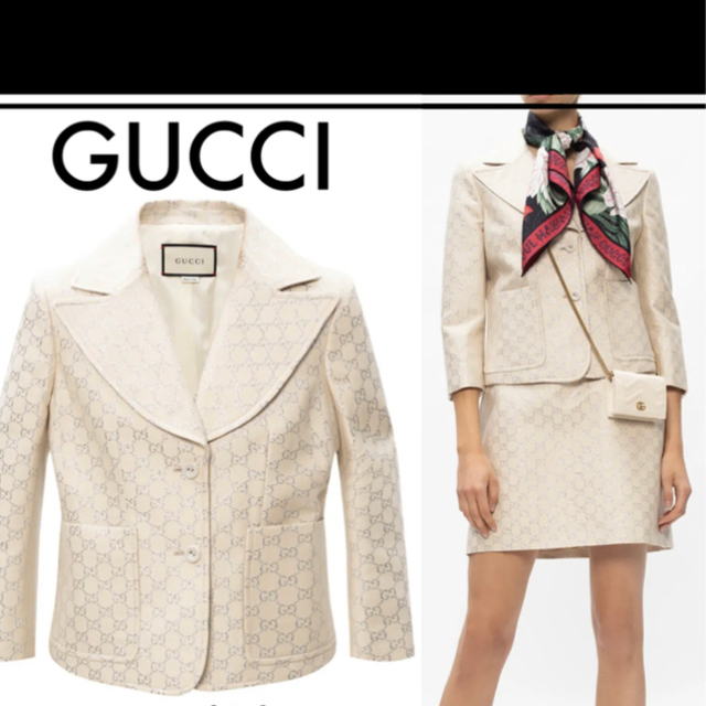 Gucci - GUCCI ジャケット　ロゴ　キラキラ　白
