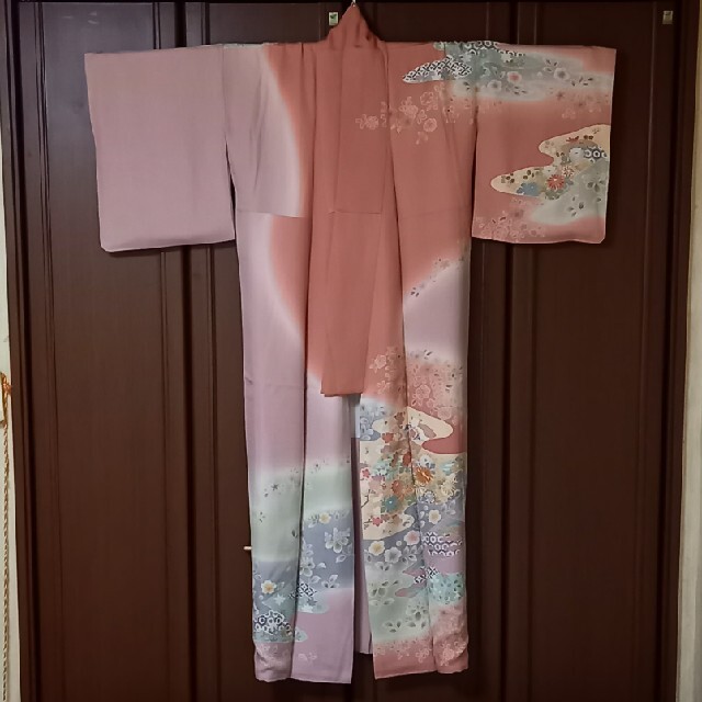 高級訪問着　袷　着物　ピンク　桃色　ゴールド レディースの水着/浴衣(着物)の商品写真