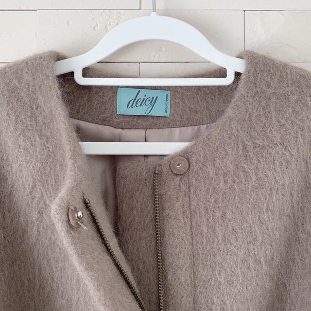 deicy(デイシー)の美品♡デイシー　2way ノーカラーシャギーコート　モヘヤ混　ドレスコート レディースのジャケット/アウター(ロングコート)の商品写真