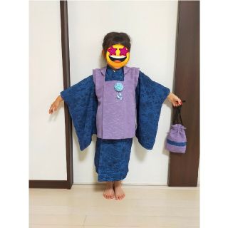 新品☆ 七五三 ３歳 着物セット 〜着物＋被布＋長襦袢＋バッグ～ 男の子用(和服/着物)