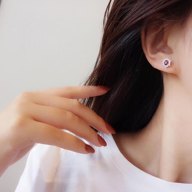 K18 ルビー ダイヤモンド ピアス