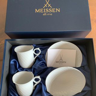 マイセン(MEISSEN)のマイセン　波の戯れ　コーヒーカップ&ソーサー　ペアセット(食器)