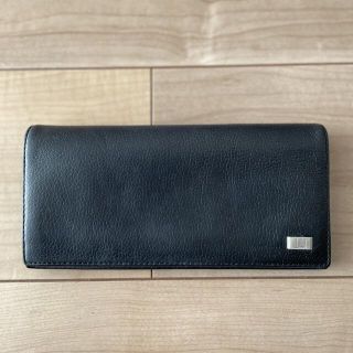 ダンヒル(Dunhill)の【美品】ダンヒル 二つ折り長財布 レザー シルバー金具 ブラック(長財布)