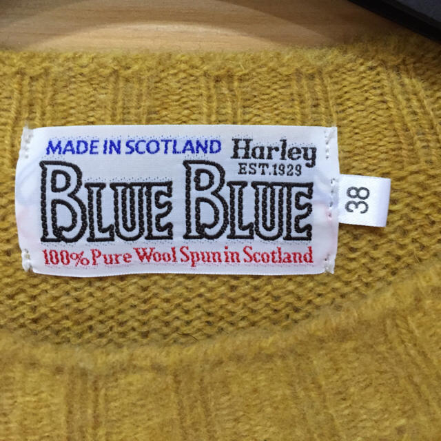 BLUE BLUE(ブルーブルー)のブルーブルー（BLUE BLUE）別注HARLEYクルーネックイエローニット メンズのトップス(ニット/セーター)の商品写真
