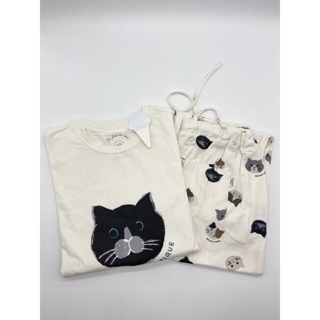 新品未使用　ジェラートピケ 猫モチーフTシャツ ロングパンツ　セットアップ