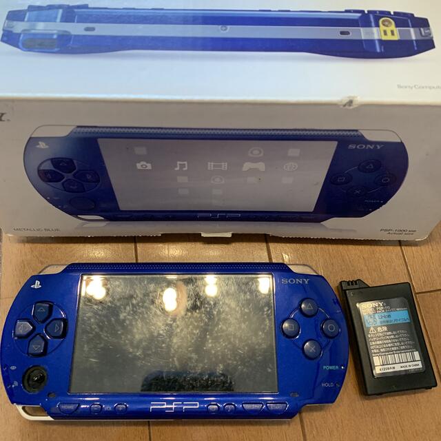 PlayStation Portable(プレイステーションポータブル)のジャンク⭐︎PSP1000本体　メタリックブルー エンタメ/ホビーのゲームソフト/ゲーム機本体(携帯用ゲーム機本体)の商品写真