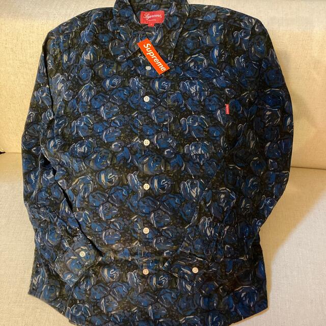 supreme roses corduroy shirt blue S