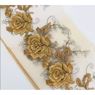 ✨豪華✨ローズゴールド薔薇花刺繍レース