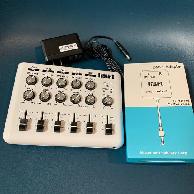 Maker hart Loop Mixer 5チャンネルステレオ音声ミキサー (シンプル, 白い)